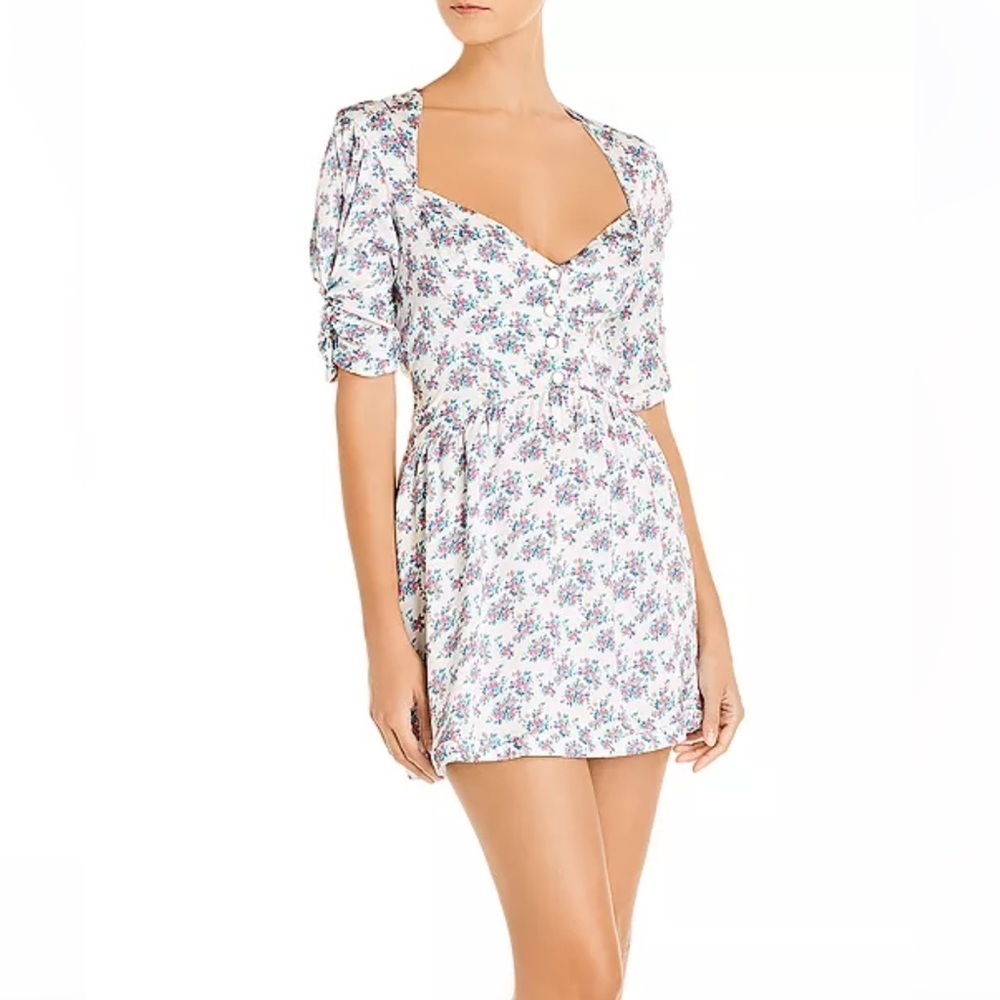 New For Love & Lemons Taggart Floral Print Mini Dress White NWT - Picture 15 of 16